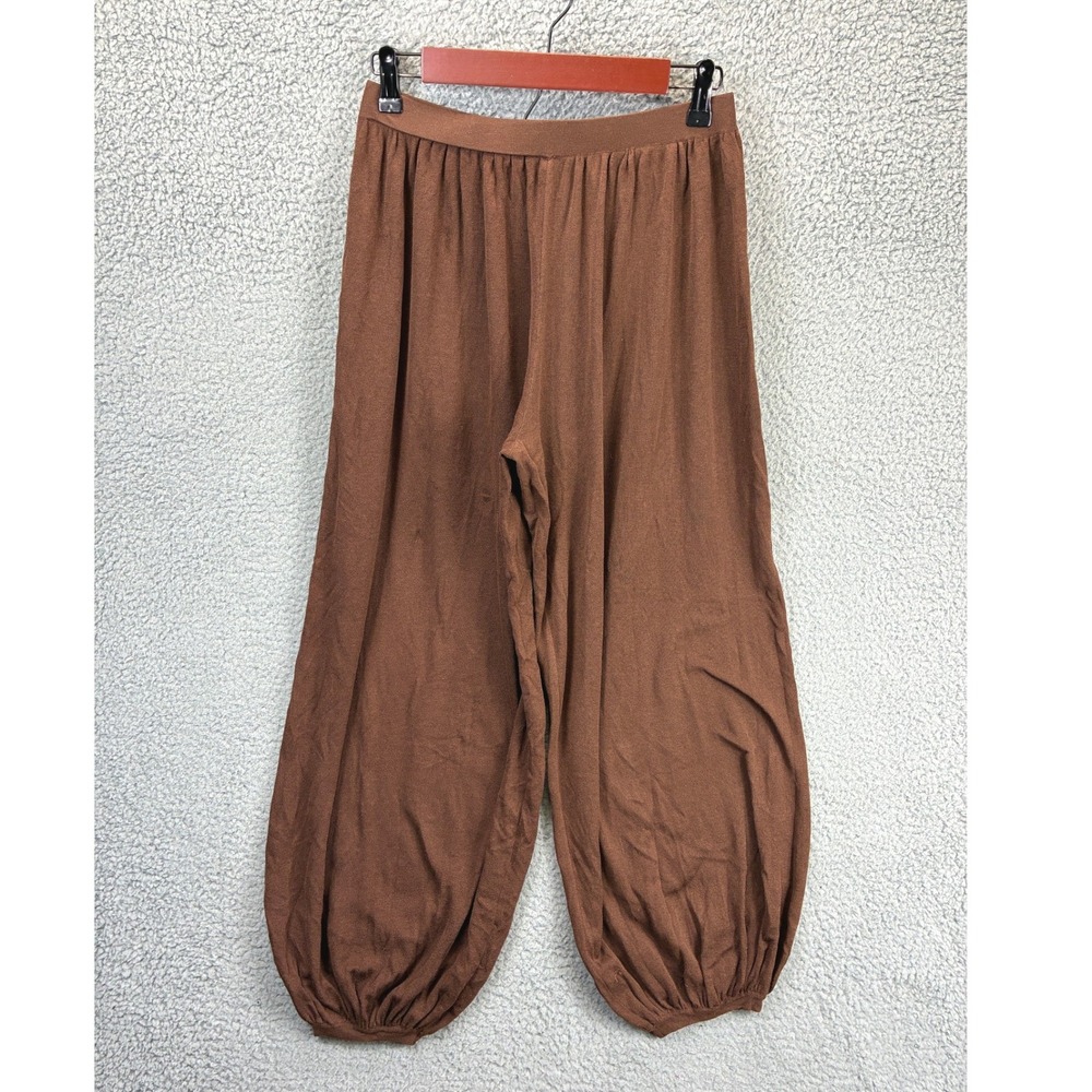 Zara Knit Harem Pants Womens S Brown Baggy Balloon Drop Crotch Cozy Bohemian